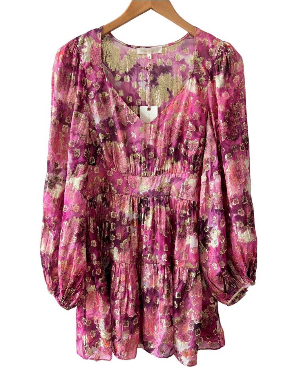 LOVESHACKFANCY Willis Metallic Mini Dress